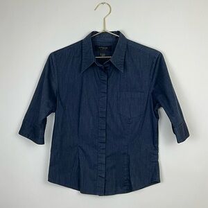 Express Stretch Dark Blue Denim 1-2 Sleeve Top Sz 5/6
